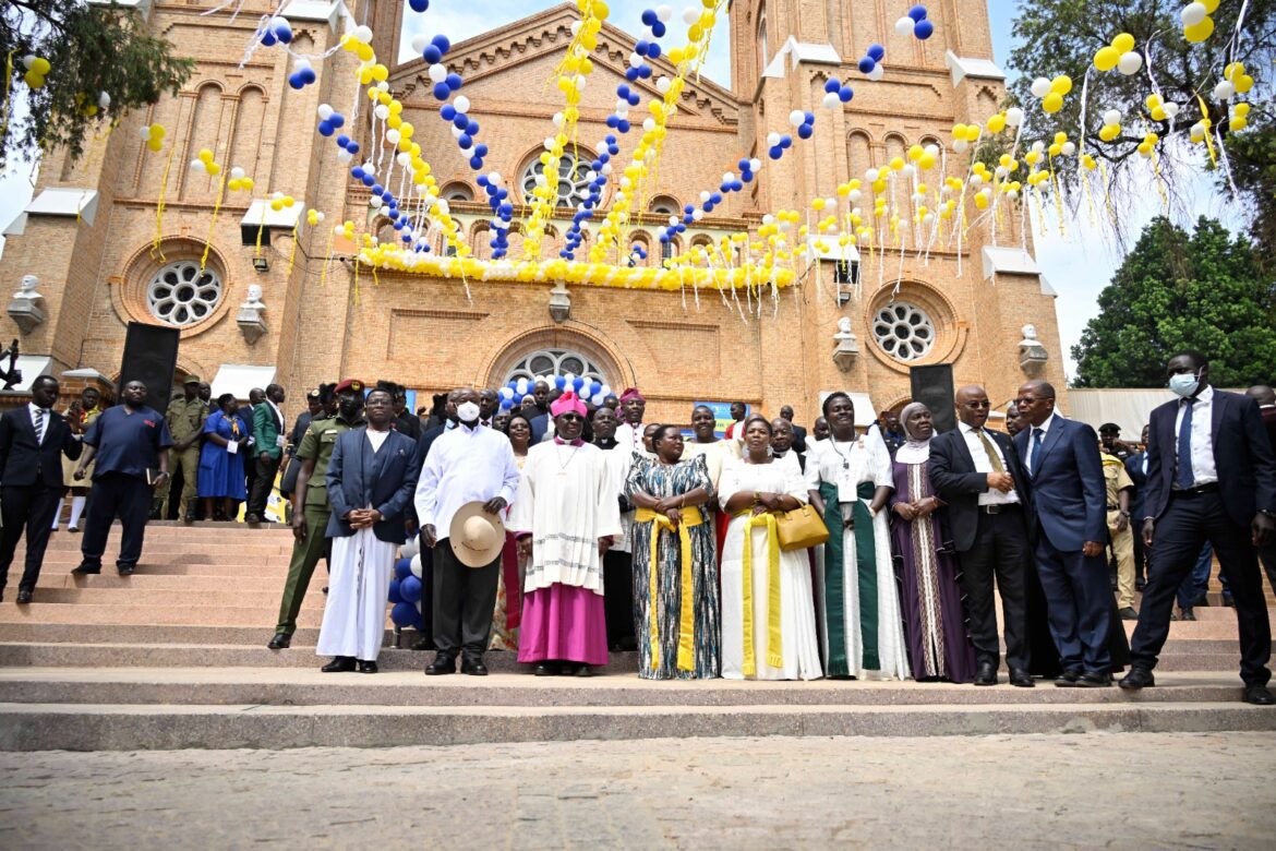 Museveni joins centenary celebrations at Lubaga Cathedral, urges Catholics to work hard for support of church, state and families